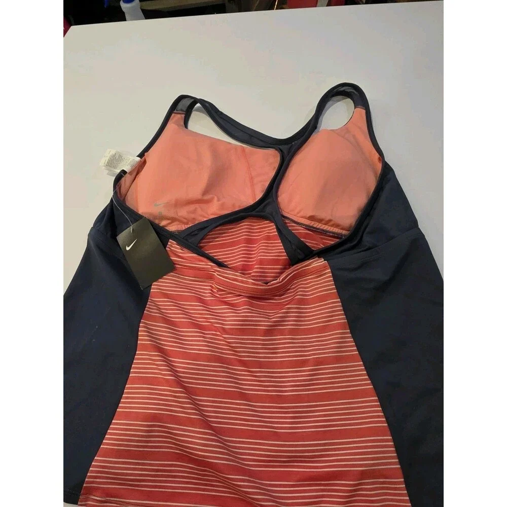 NWT Nike Striped Racerback Blue and Orange Tankini Top Size 3xl